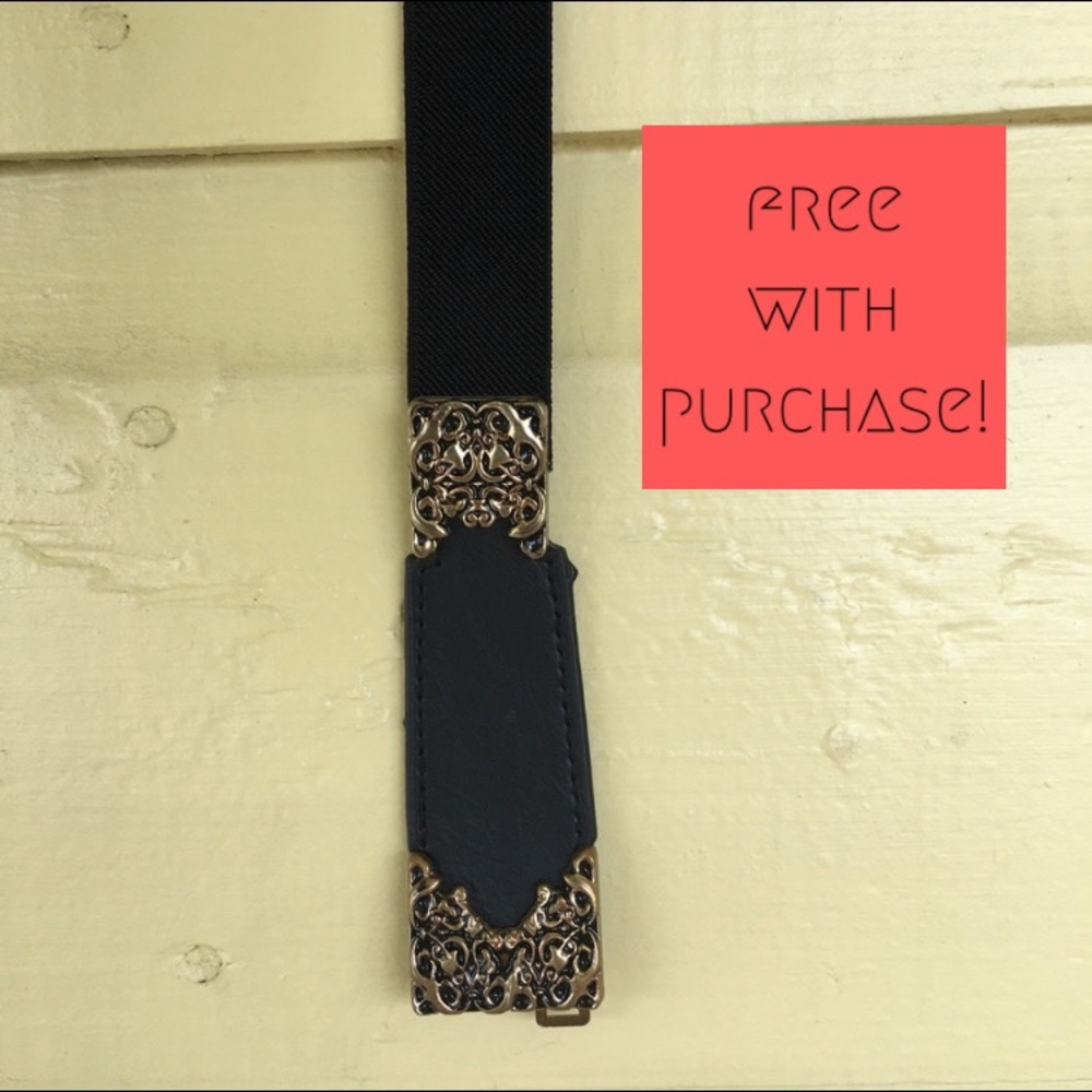 Black Dress Belt with Gold Filigree • FWP